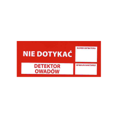 Naklejka mała NIE DOTYKAĆ DETEKTOR OWADÓW, 1 szt.