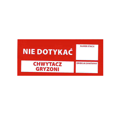 Naklejka mała NIE DOTYKAĆ CHWYTACZ GRYZONI, 1 szt.